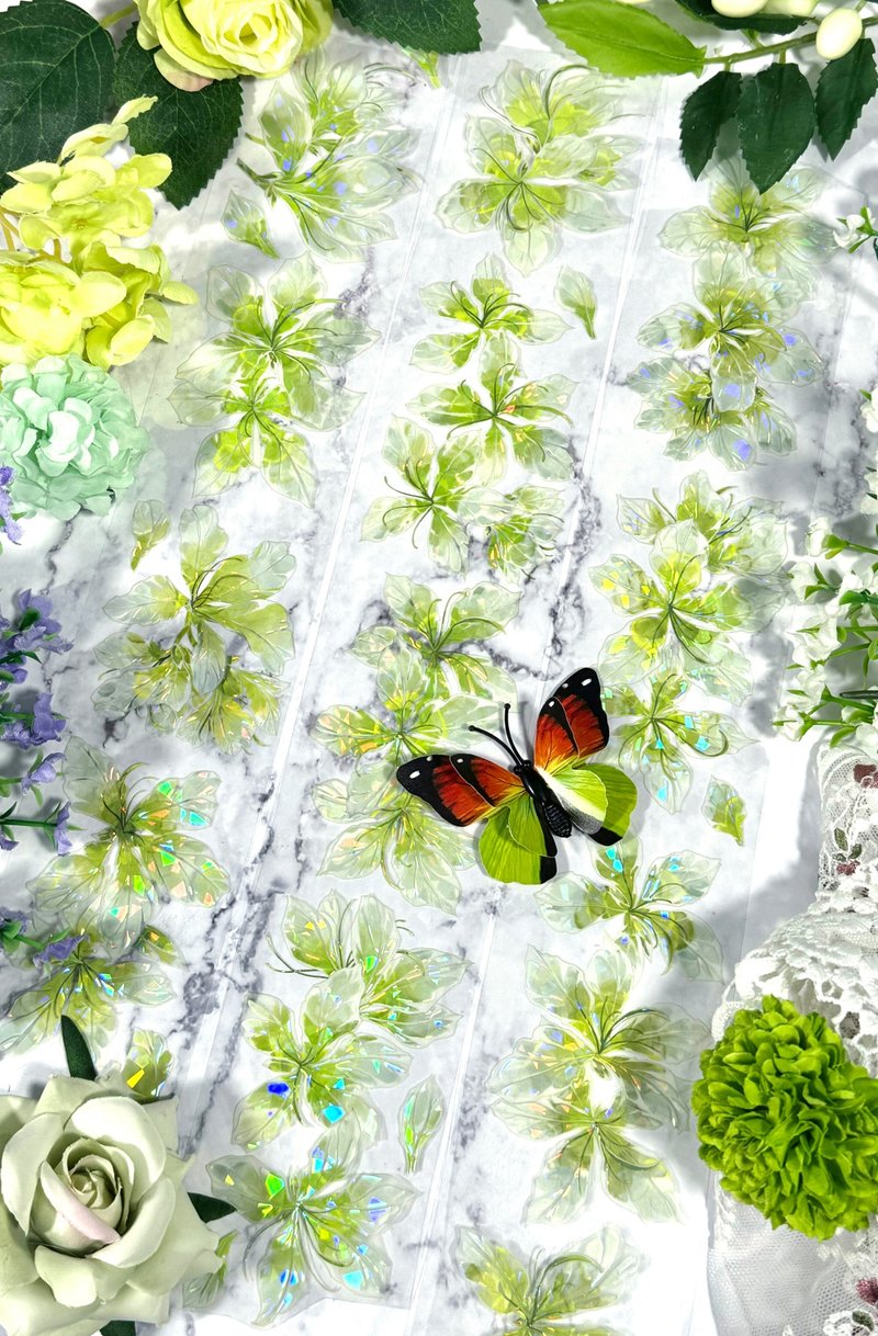 紫荆花绿 PET 纸胶带 白墨 贝壳光 10米卷 - 纸胶带 - 塑料 多色