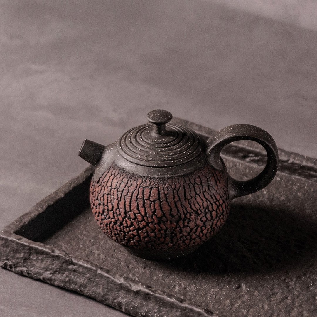无我系列 - 承烟赤岩茶器220ml - 茶具/茶杯 - 陶 黑色