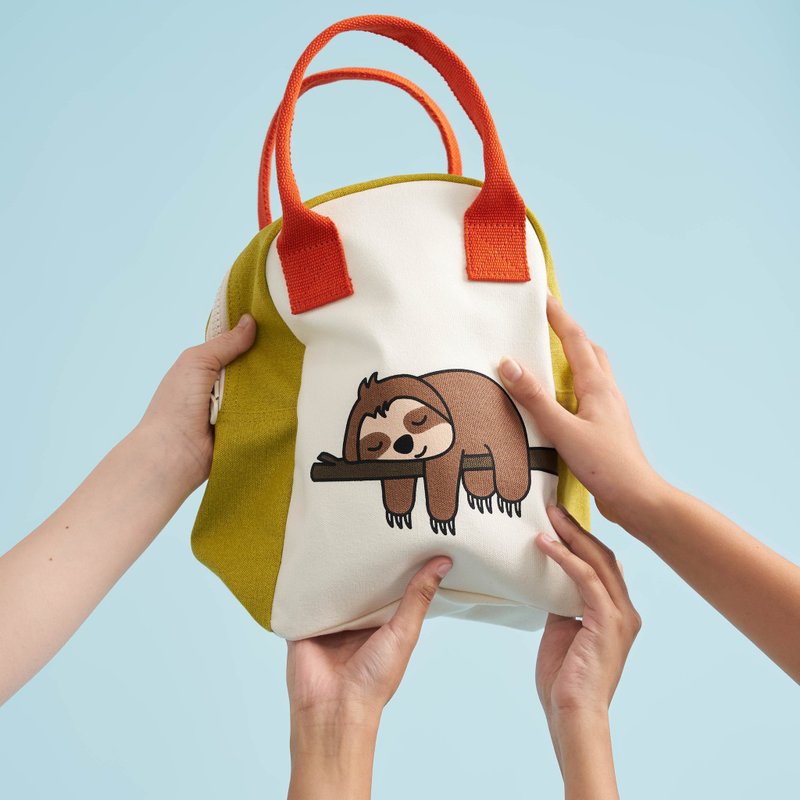 拉链随手袋【爱困树懒】-加拿大Fluf有机棉 - 手提包/手提袋 - 棉．麻 橘色