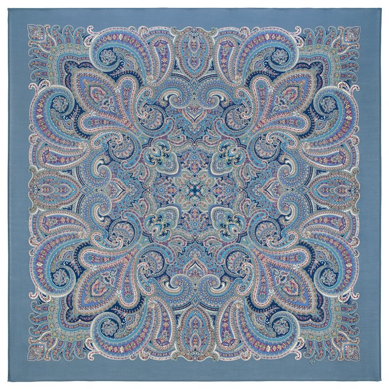原创帕夫洛沃帕萨特俄罗斯披肩 100% 羊毛 羊毛丝巾 125x125 厘米 1895-13 N - 丝巾 - 羊毛 灰色