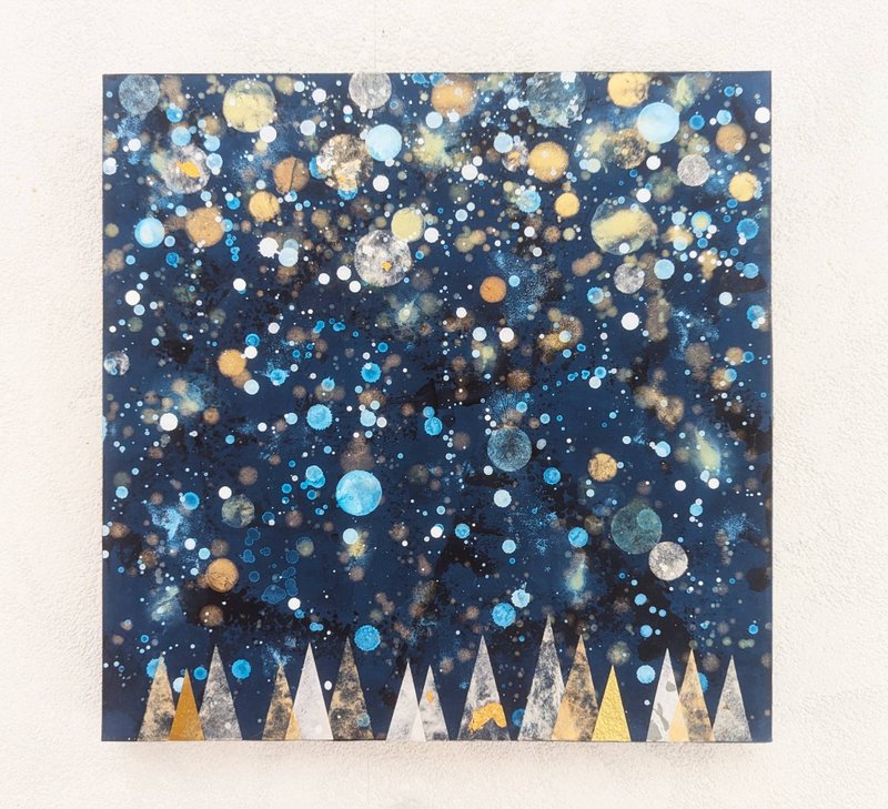 Snow Forest S3 acrylic original painting - 海报/装饰画/版画 - 木头 蓝色