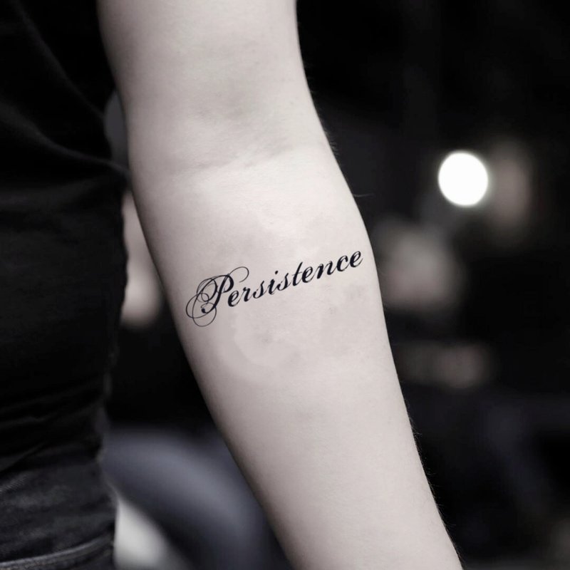 OhMyTat 坚持不懈 Persistence 刺青图案纹身贴纸 (2 张) - 纹身贴 - 纸 黑色