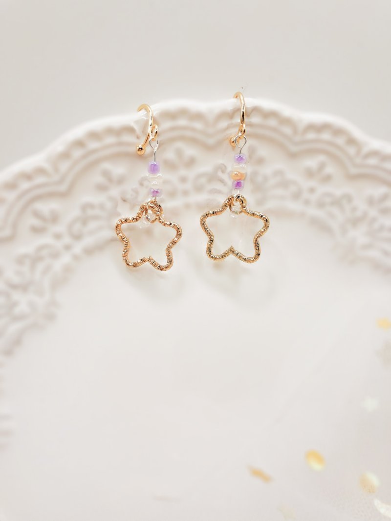 星星誓约 手作串珠耳骨夹| 植椛。饰 小众品牌 - 耳环/耳夹 - 铜/黄铜 黄色