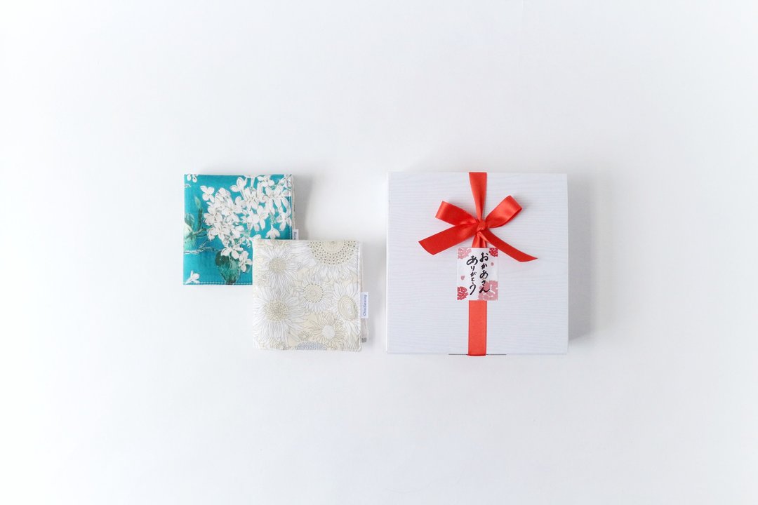 Mother's Day gift Selectable handkerchief 2 piece set Premium wrapping - 手帕/方巾 - 棉．麻 橘色