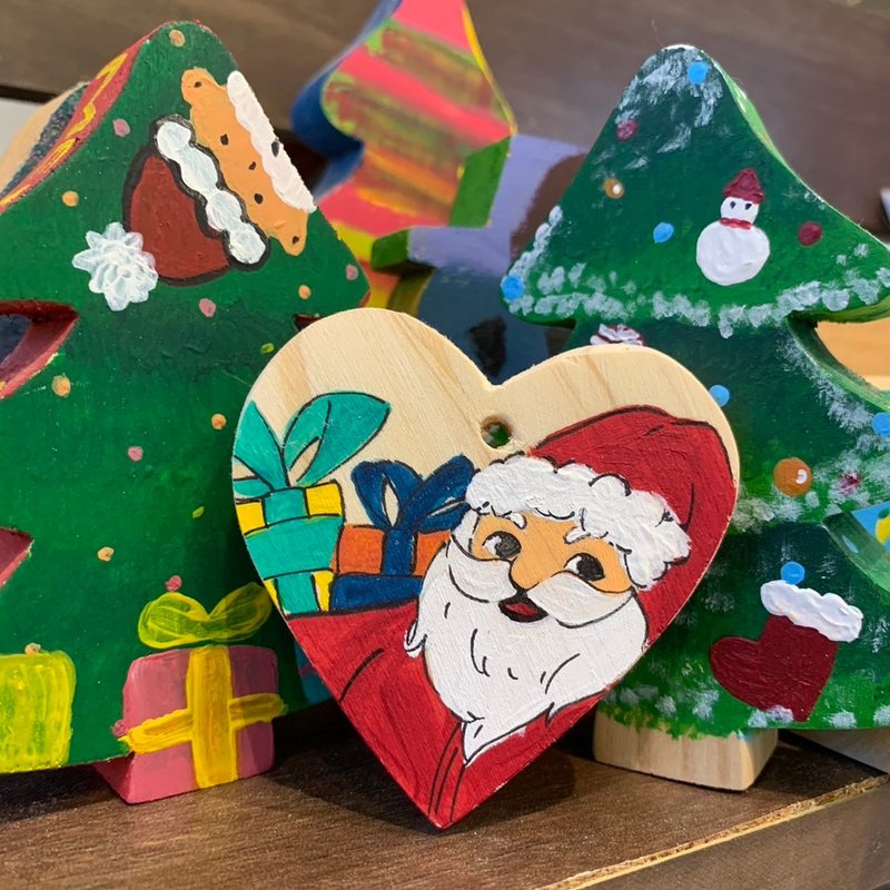 圣诞吊饰彩绘材料包 - 爱心 - 插画/绘画/写字 - 木头 咖啡色