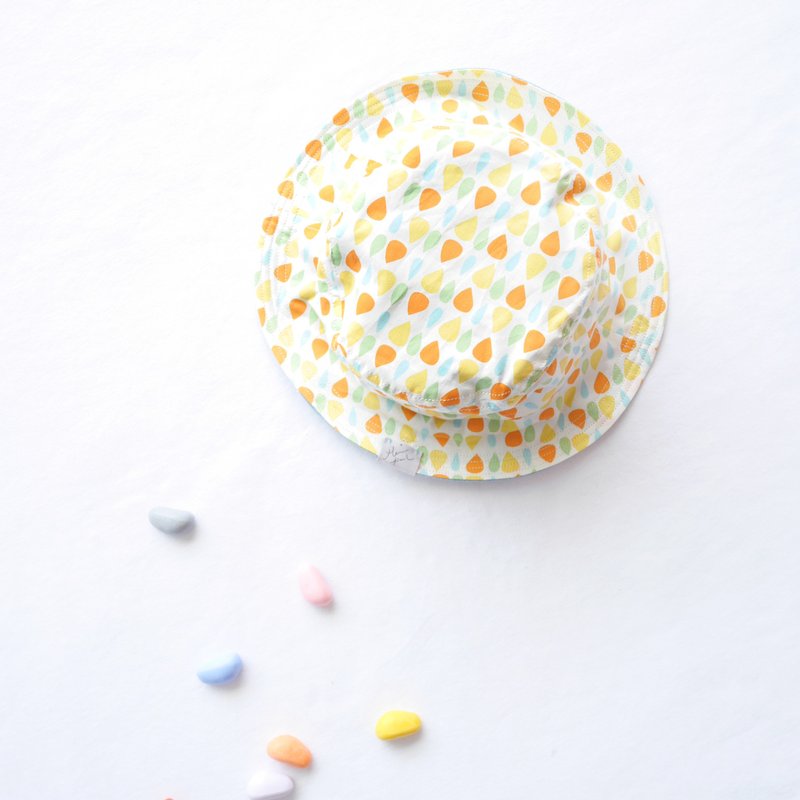 夏日双面渔夫帽系列 | 柠檬色糖果 - 帽子 - 棉．麻 黄色