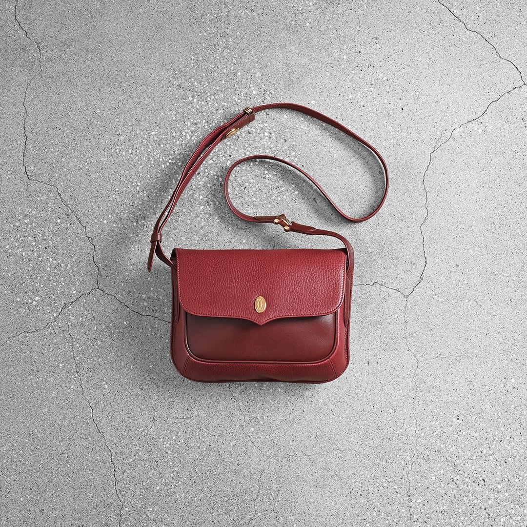 Cartier 古董肩背包 / 卡地亚、古董包、Vintage包、二手精品古董 - 侧背包/斜挎包 - 真皮 红色