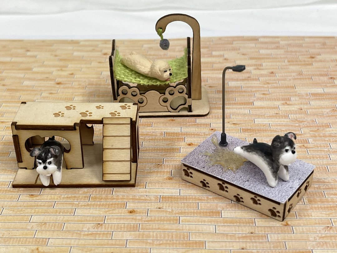 客制订单 - 迷你雪纳瑞及贵宾犬微缩模型 3款 - 玩偶/公仔 - 其他材质 多色