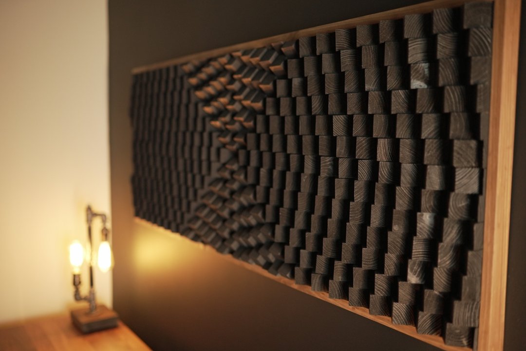 Acoustic Panel - 3D Wood Wall Art - Black Artwork - Home Office - 墙贴/壁贴 - 木头 黑色