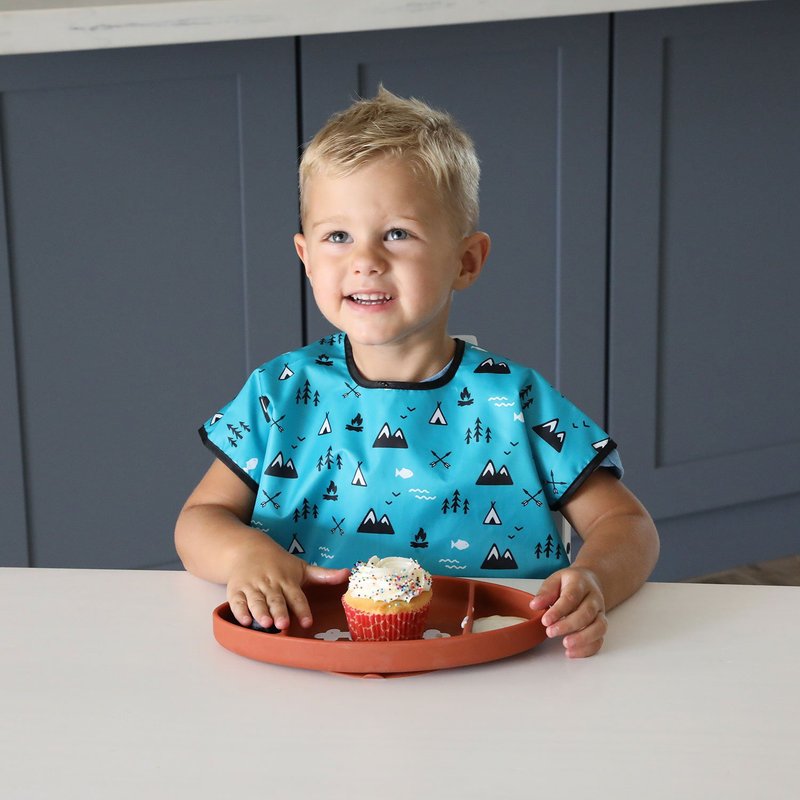 Bumkins 防水短袖围兜兜(1入) U-24 蓝色森林 - 围嘴/口水巾 - 其他材质 