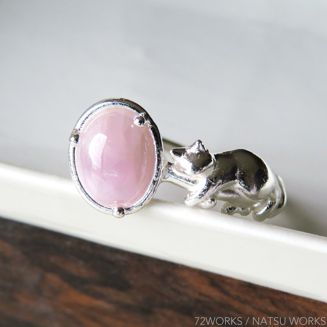 Kunzite and Cat Ring - 戒指 - 宝石 粉红色