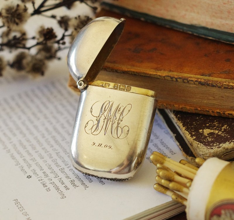 古董百年纯银字母英国火柴盒 盒子 少见款 W834 - 其他 - 其他金属 银色