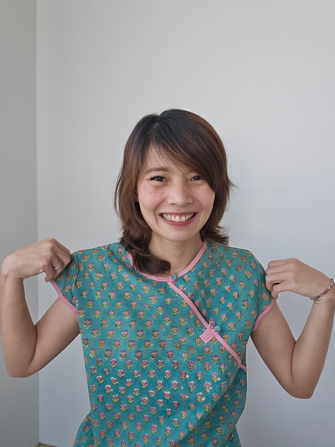 美美上衣 中式风格 - 女装上衣 - 棉．麻 绿色