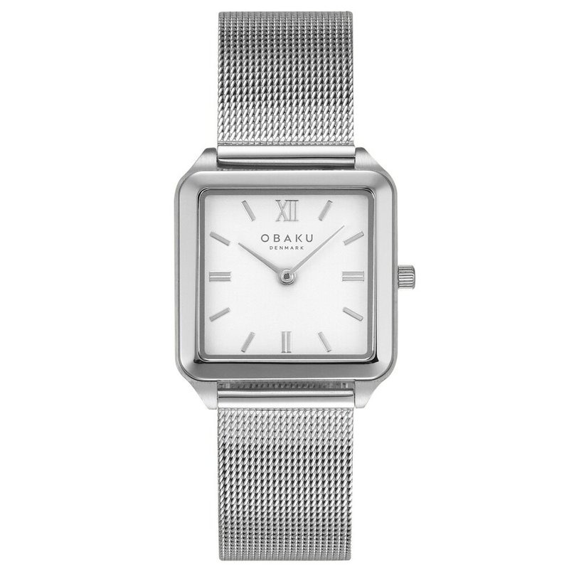 Obaku 经典方框设计都会时尚腕表-星光银 (V309LXCWMC) - 女表 - 不锈钢 多色