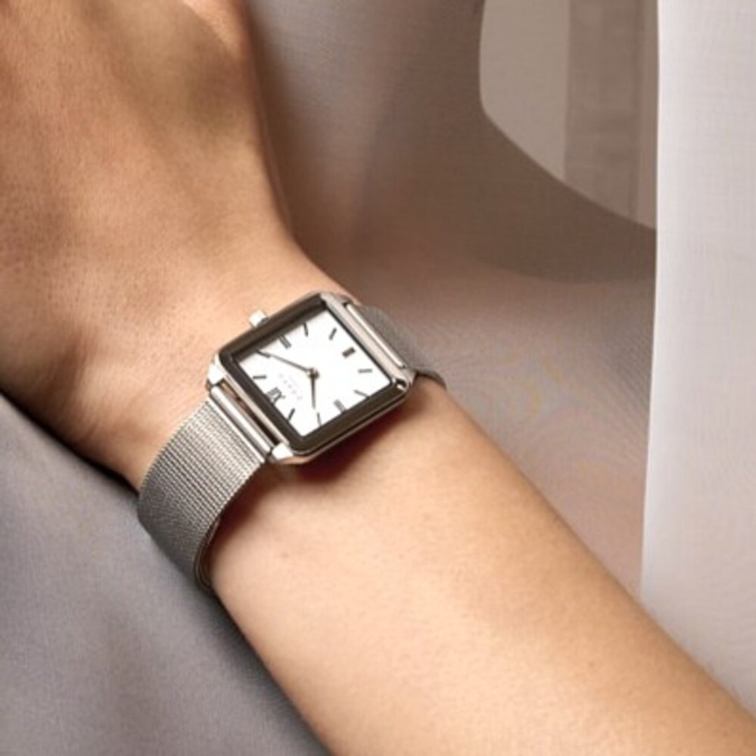 Obaku 经典方框设计都会时尚腕表-星光银 (V309LXCWMC) - 女表 - 不锈钢 银色