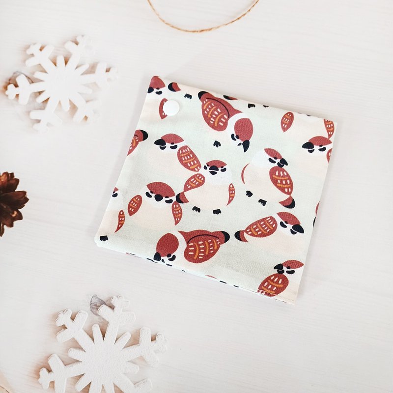 口罩收纳包 卫生棉包-麻雀 - 化妆包/杂物包 - 棉．麻 粉红色