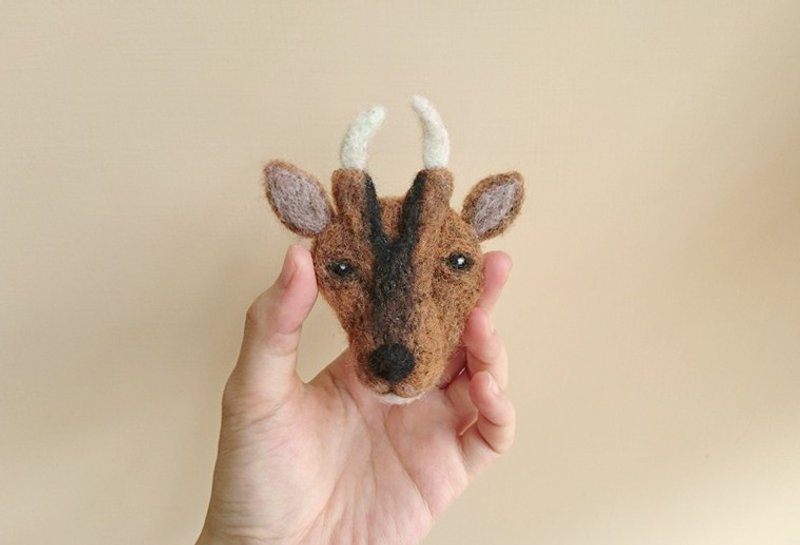 台湾山羌胸针 - 胸针 - 羊毛 