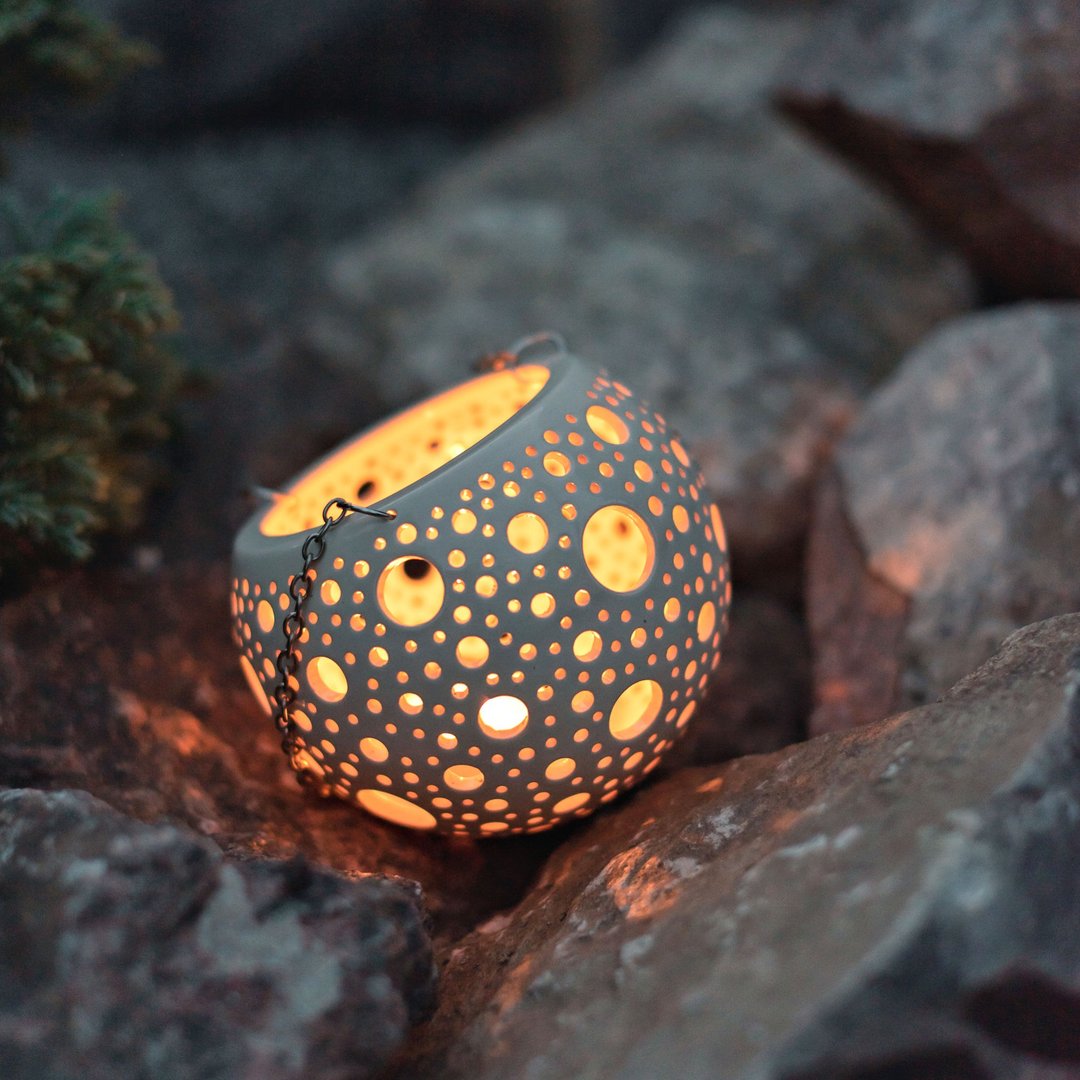 Hanging Candle Holder with Bubbles, Hanging Plant Pot for Balcony Decor - 蜡烛/烛台 - 陶 