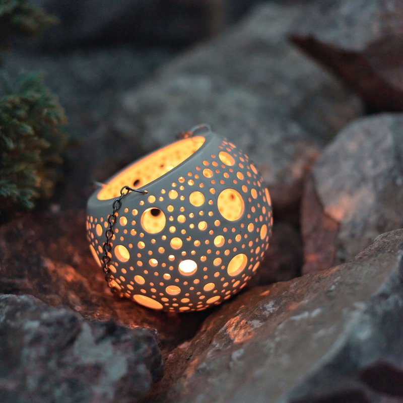 Hanging Candle Holder with Bubbles, Hanging Plant Pot for Balcony Decor - 蜡烛/烛台 - 陶 