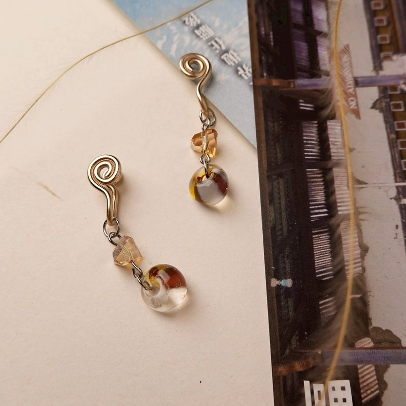 魔幻琉璃 无痛耳夹 / 索马里 - 耳环/耳夹 - 其他金属 