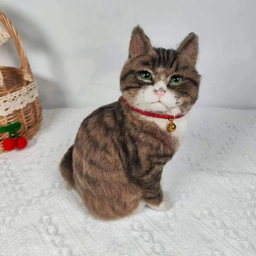定制化礼物 逼真猫猫 羊毛毡 毛孩 宠物 娃娃 猫咪猫奴 似颜绘 c9 - 玩具 - 羊毛 多色