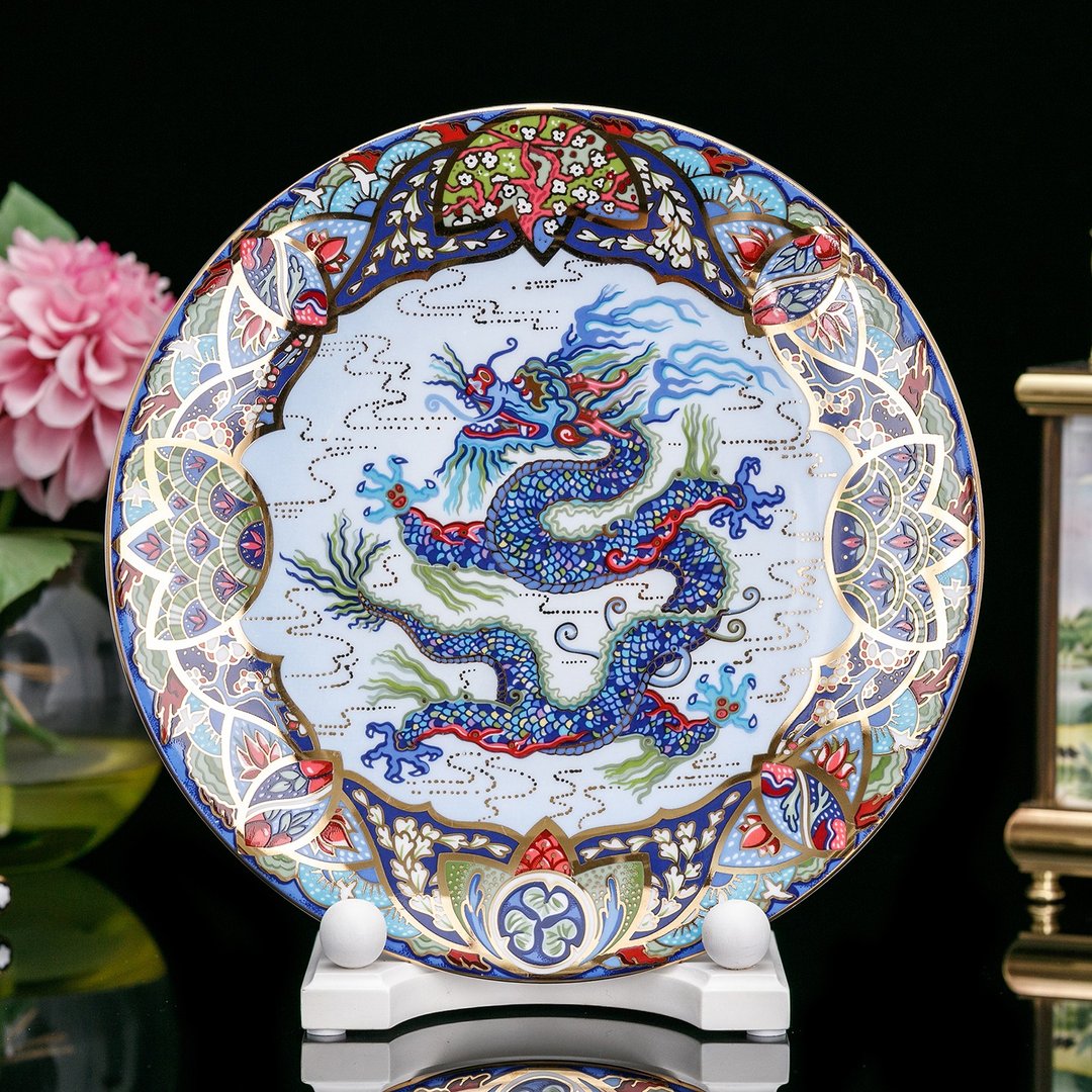 英国制Royal Worcester 御龙1994限量骨瓷盘 东方祥龙陶瓷术盘 - 摆饰 - 瓷 