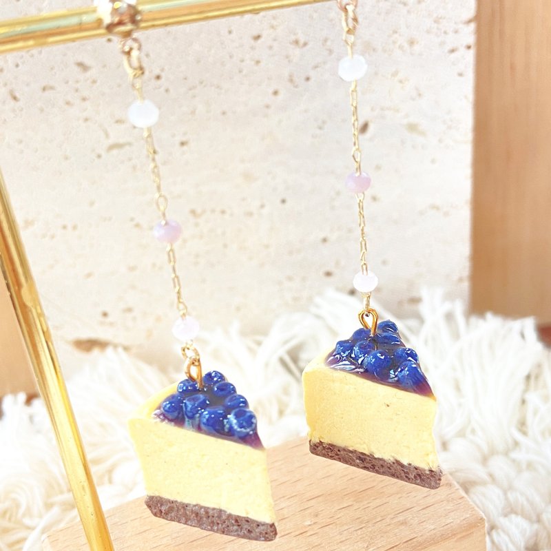 【美式】甜品| 蓝莓芝士蛋糕耳环| 黏土饰物 - 耳环/耳夹 - 粘土 
