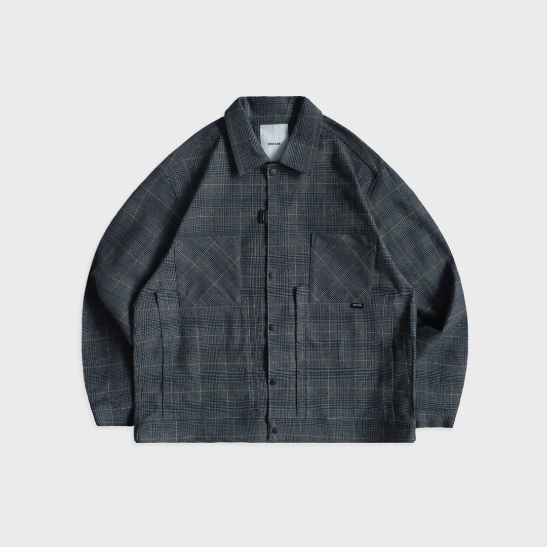 DYCTEAM - Brushed Plaid Loose shirt jacket - 男装外套 - 其他材质 灰色