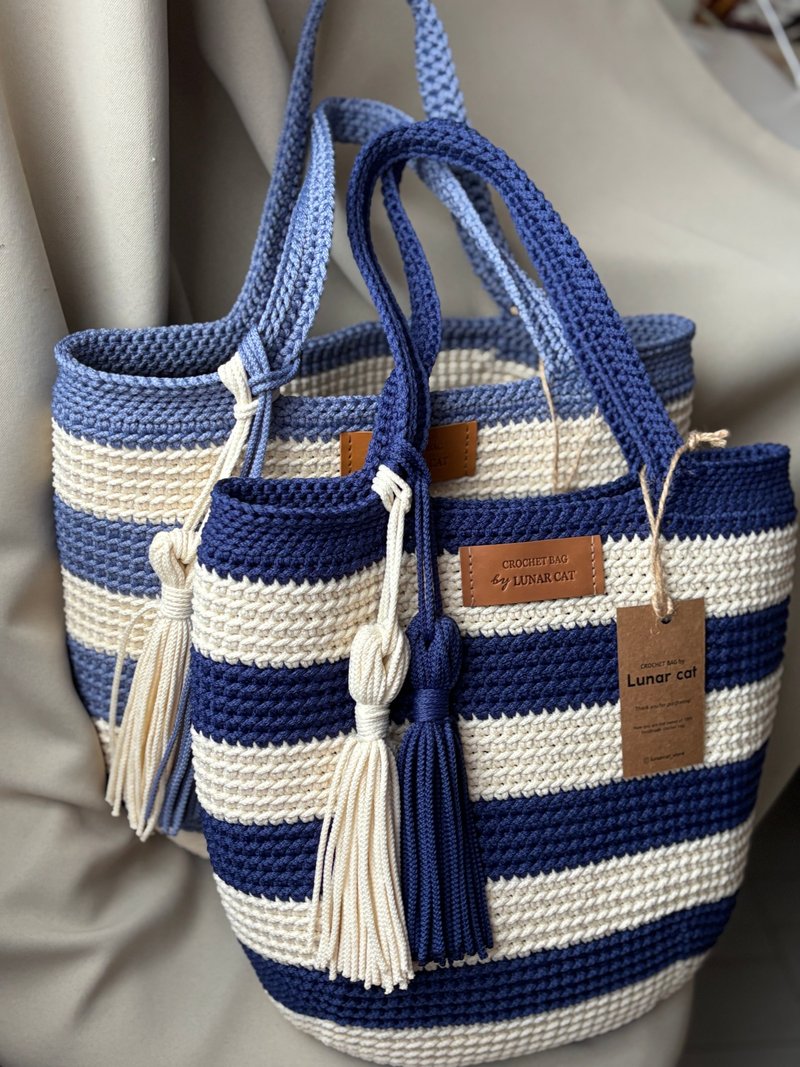 Crochet Tote Bag LUNARBAG XL size, Large Crochet Bag, Bag, Beach Bag Crochet - 手提包/手提袋 - 聚酯纤维 多色