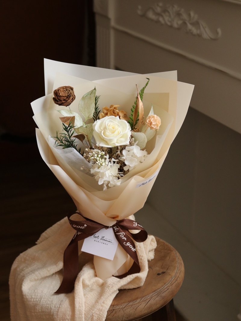 【遇见恒久】恋爱日记永生玫瑰花束 - 干燥花/捧花 - 植物．花 