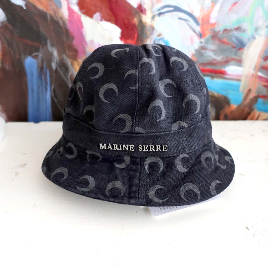 Marine Serre法国高级名牌灰色新月LOGO牛仔布渔夫帽全新品未使用 - 帽子 - 棉 黑色