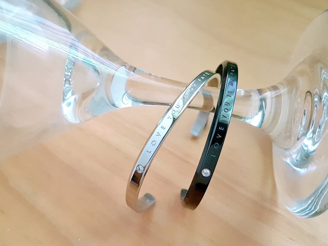 【绝版出清品】命中注定  男女款白钢C型开口手环  Steel Bangle - 手链/手环 - 不锈钢 银色