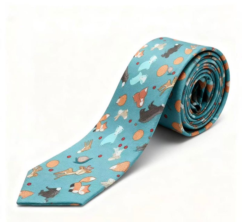 果綠色動物園圖騰領帶tie原創面料系列 - 领带/领带夹 - 棉．麻 绿色