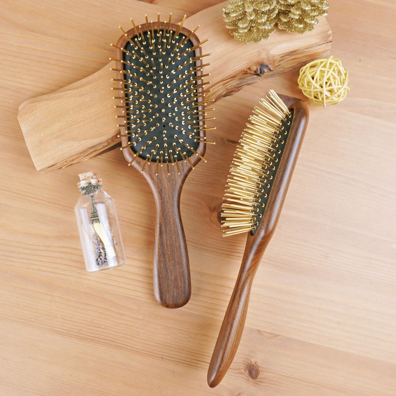 【33木梳微瑕特惠】远红外线黄金梳升级版(两层气垫专利缓冲) - 彩妆刷具/镜子/梳子 - 木头 咖啡色