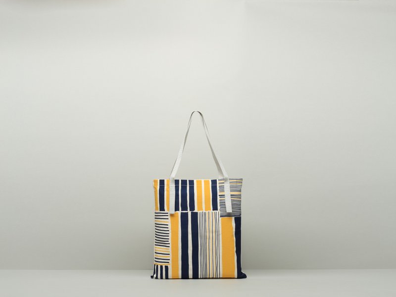 JainJain中型潇洒袋/环保购物袋 #21铁皮屋 /黄蓝 - 侧背包/斜挎包 - 棉．麻 蓝色