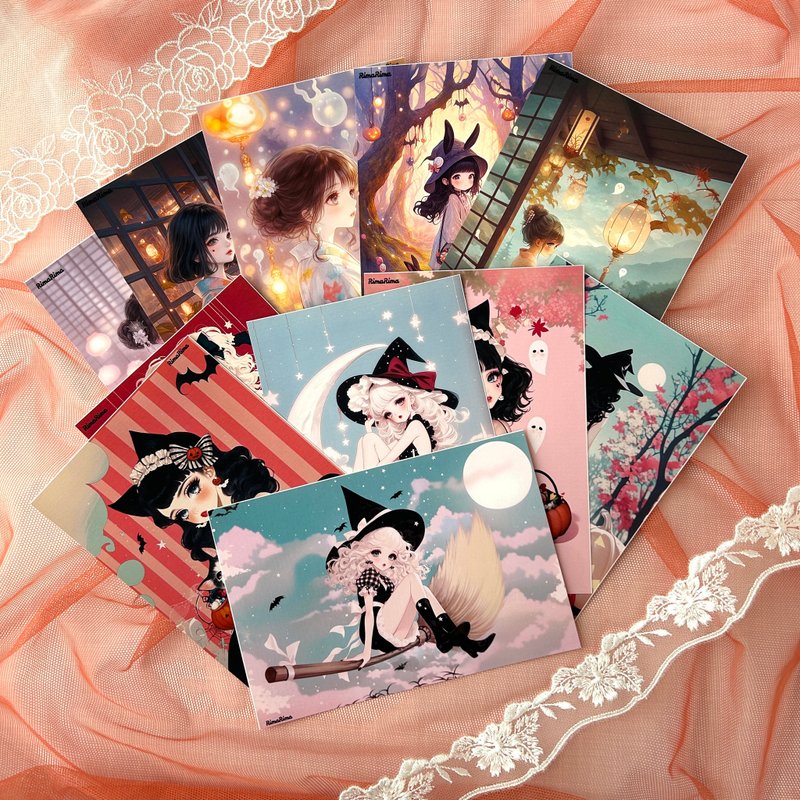 RimaRima原创贴纸 复古女孩 和风女孩 万圣节派对 Wa Girl & Retro Girl Halloween Party stic - 贴纸 - 纸 