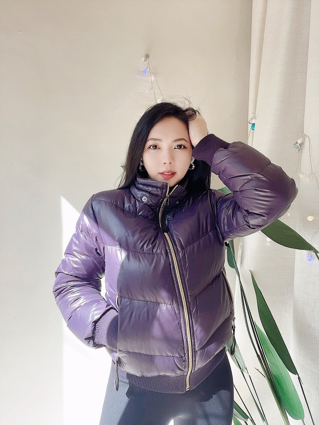 lee 紫罗兰亮面金链暖暖青涩少女 古董古着羽绒澎厚磅外套vintage - 女装休闲/机能外套 - 羽绒 紫色