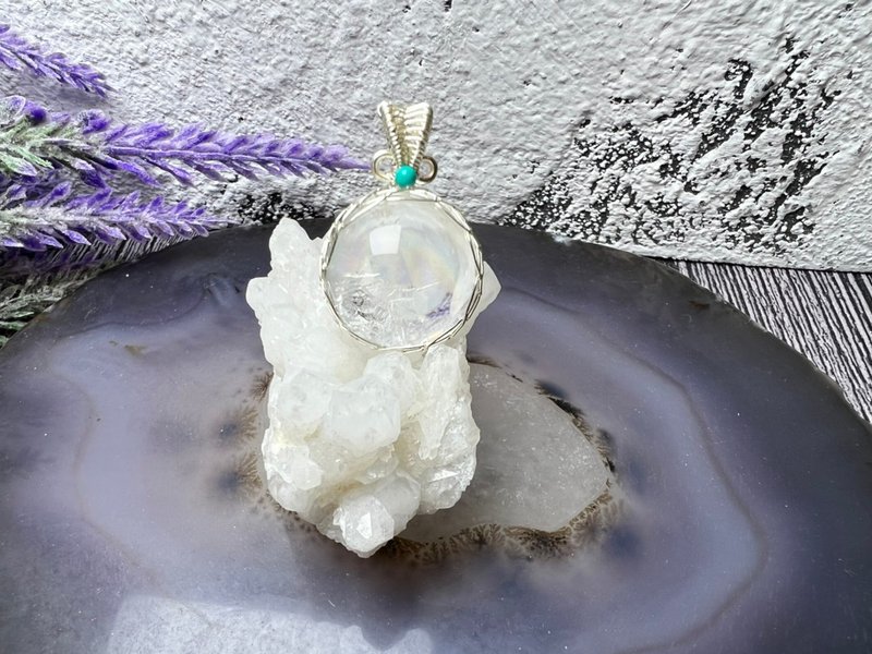 【莫名奇妙杂货店】天然爆彩球球手工绕线坠子 - 项链 - 水晶 透明