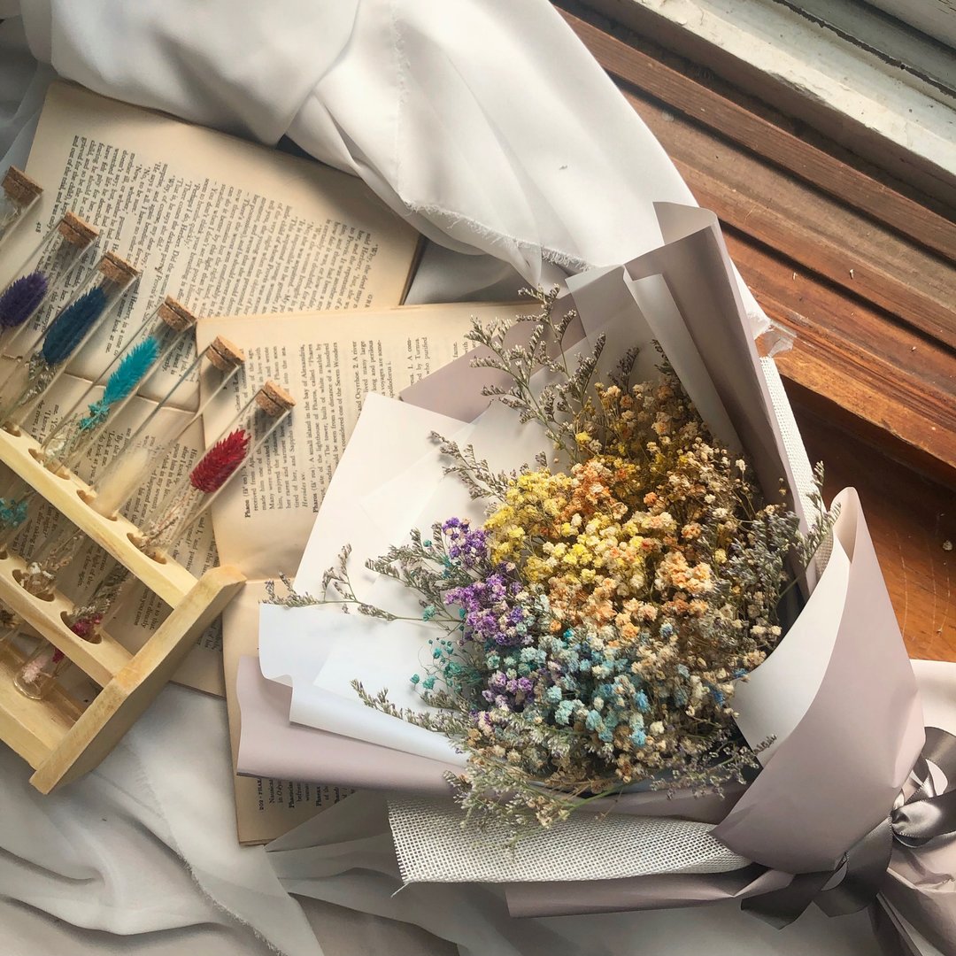 优雅藕粉色系干燥花束 干燥花 满天星花束 毕业花束 毕业礼物 - 干燥花/捧花 - 植物．花 多色