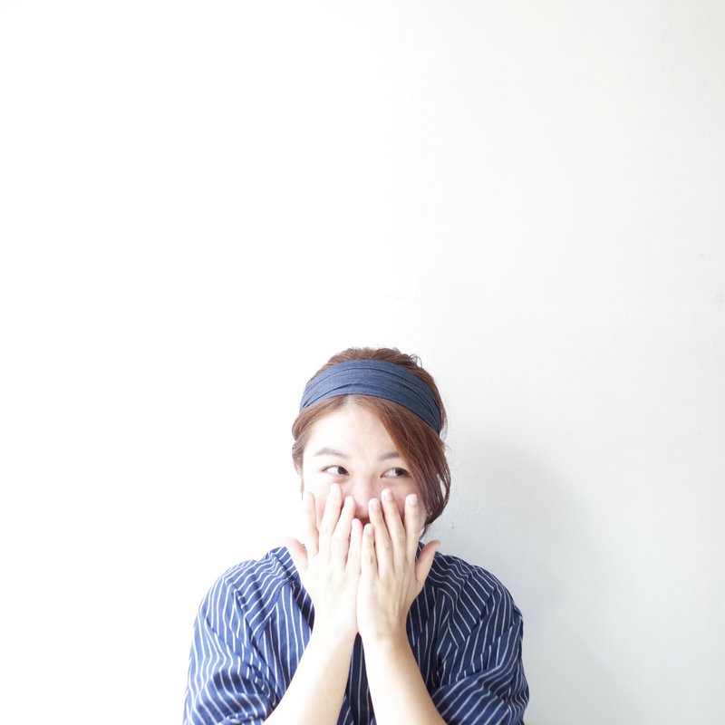 丹宁深蓝 发带 - 发饰 - 棉．麻 蓝色