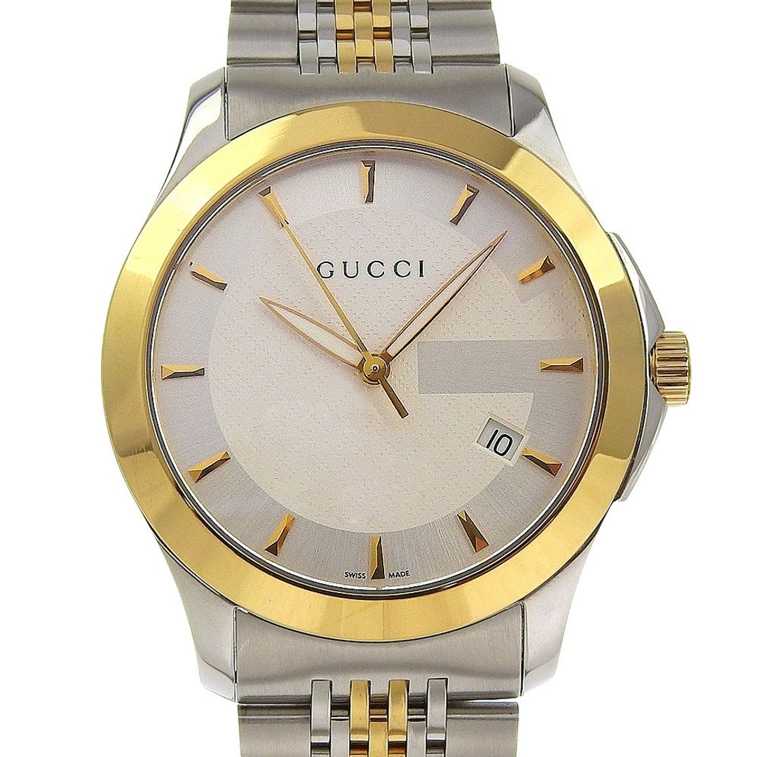 【日本直送】GUCCI 古驰 G-Timeless 手表 126.4 不锈钢 石英 指针式显示 白色表盘 男士【二手】 - 女表 - 不锈钢 白色