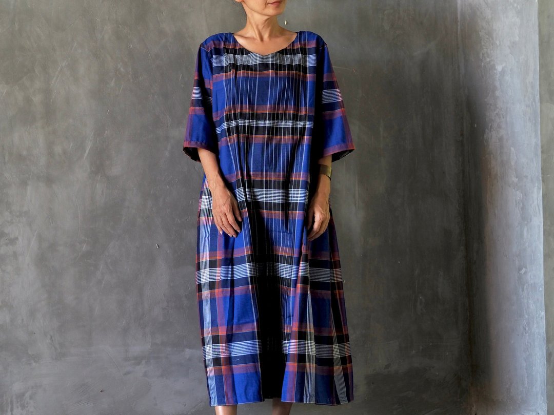 Salon dress with pleated back style / 17 - 洋装/连衣裙 - 棉 蓝色