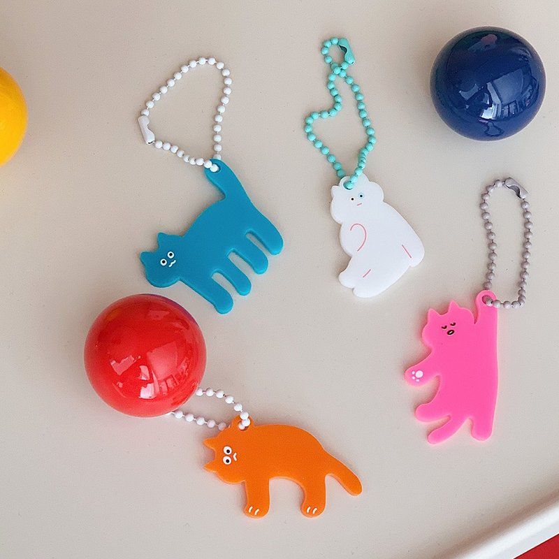 color cat cute keyring _ 6 type - 钥匙链/钥匙包 - 压克力 粉红色