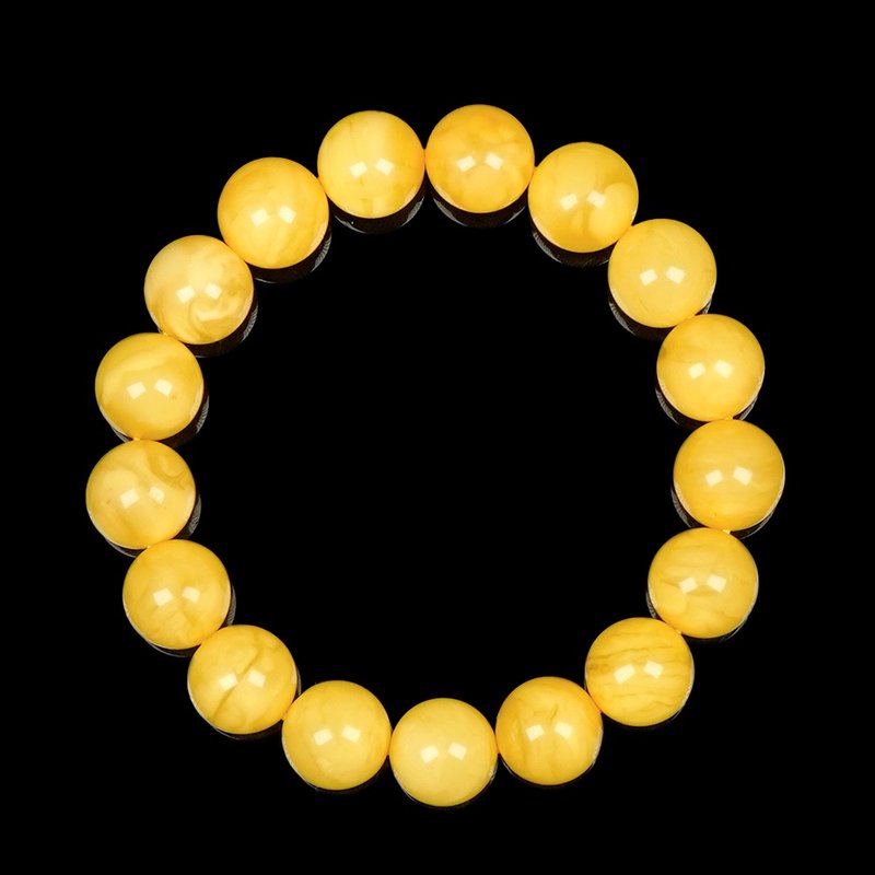 【正佳珠宝】蜜蜡琥珀 顶级满蜜微妖花 10.8-11.3mm 微妖花蜜蜡 - 手链/手环 - 半宝石 多色