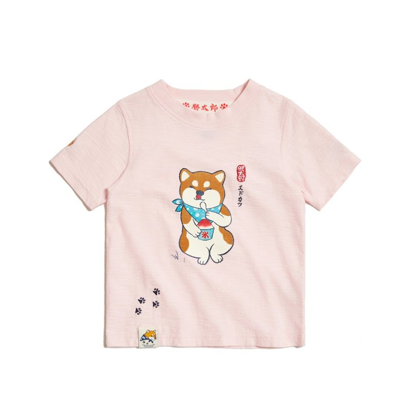 江户胜 日系 童装 胜太郎系列 胜太郎吃冰短袖T恤(浅粉红) #上衣 - 男装上衣/T 恤 - 棉．麻 粉红色