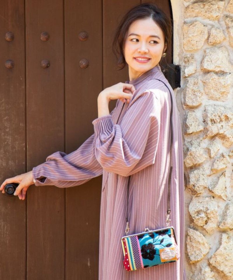 日本制法式雅卡尔织布两用口金包 - 侧背包/斜挎包 - 棉．麻 