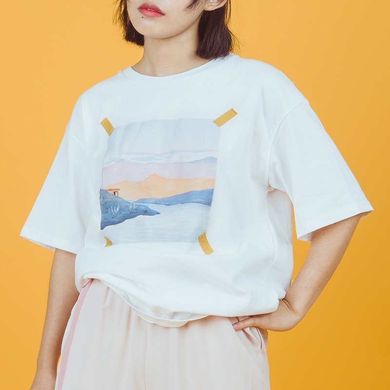 odd maker 「风景」纯棉宽松短袖 t恤 - 女装 T 恤 - 棉．麻 白色