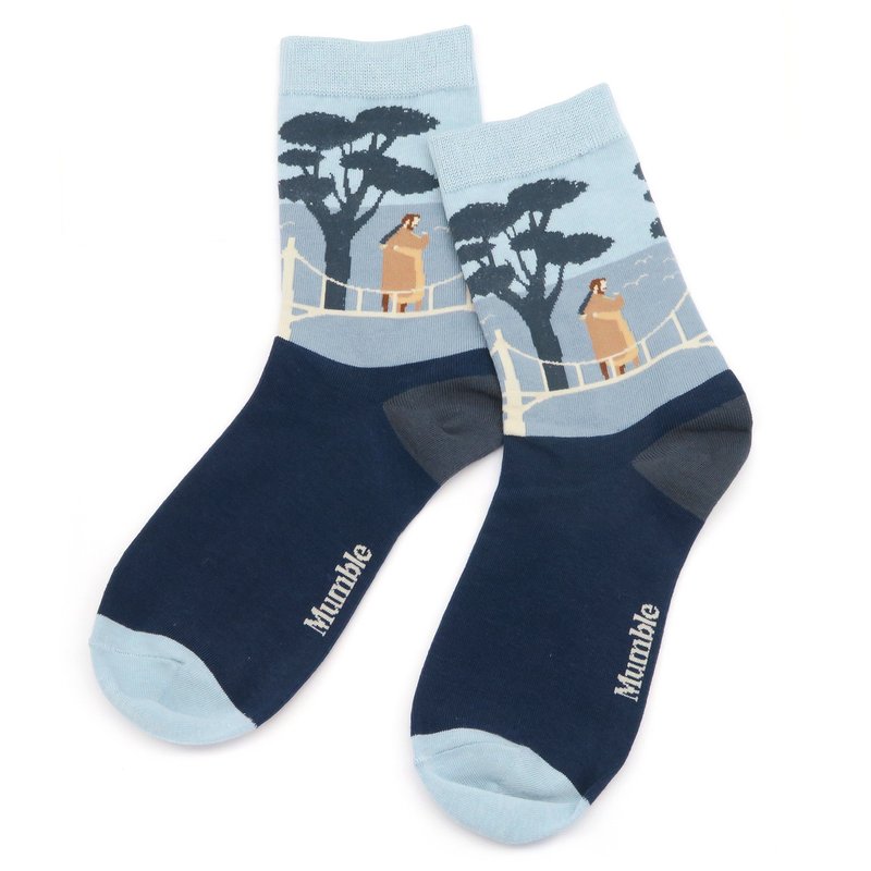 Mumble 袜子 (Blue Valentine) - 袜子 - 棉．麻 蓝色