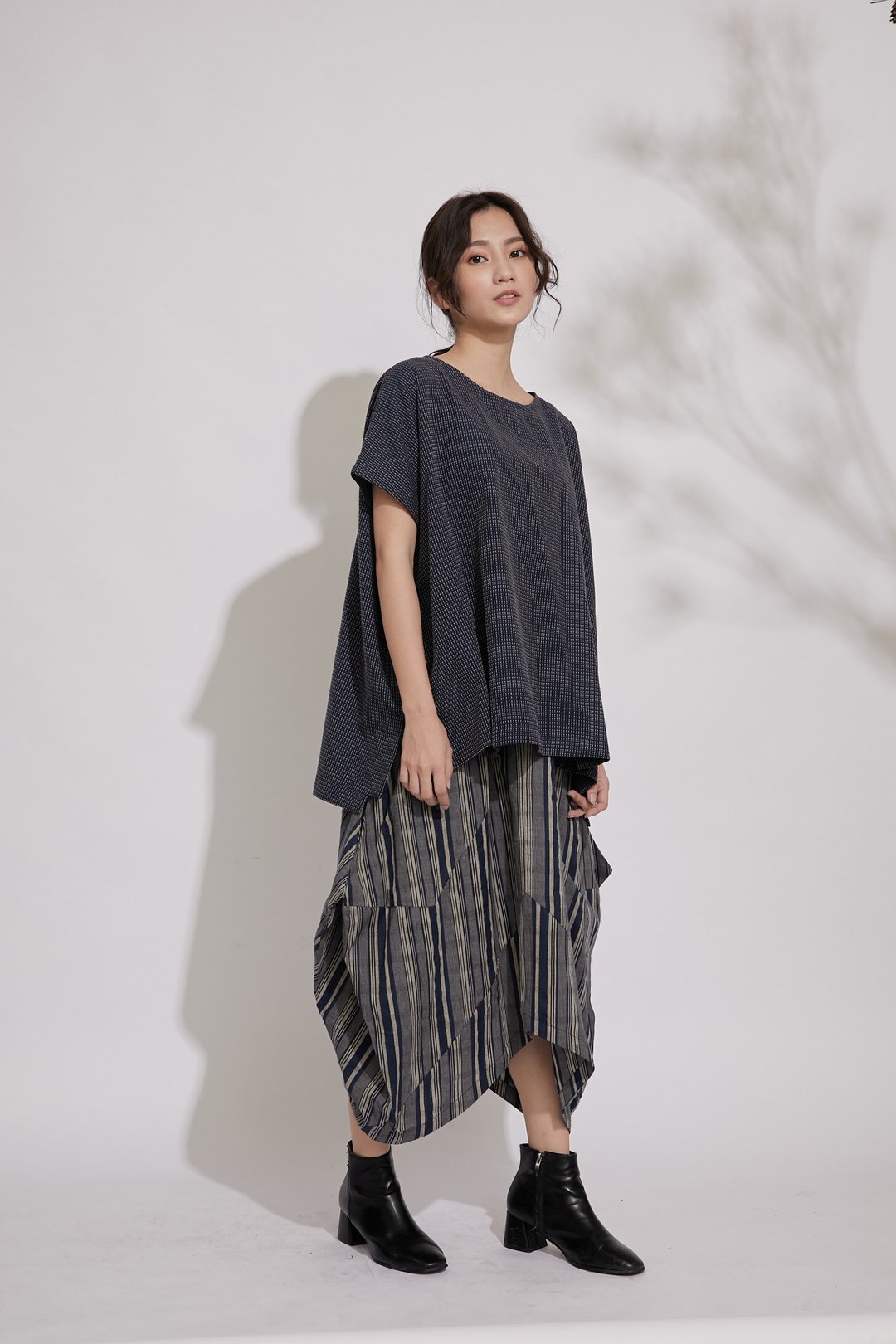 花苞裙_茶菁条纹提花_公平贸易 - 裙子 - 棉 多色
