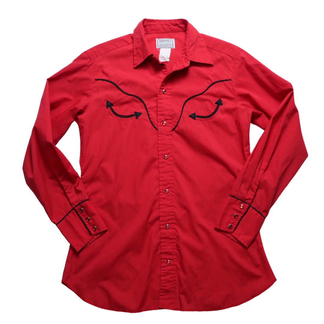 70s H BAR C 红色刺绣口袋西部衬衫 Western Shirt - 男装衬衫 - 其他材质 红色
